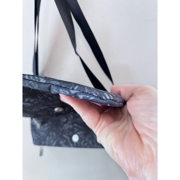 Baggallini Black & Gray Floral Crossbody Bag With Multiple Zipper Compartments - Picture 7 of 10